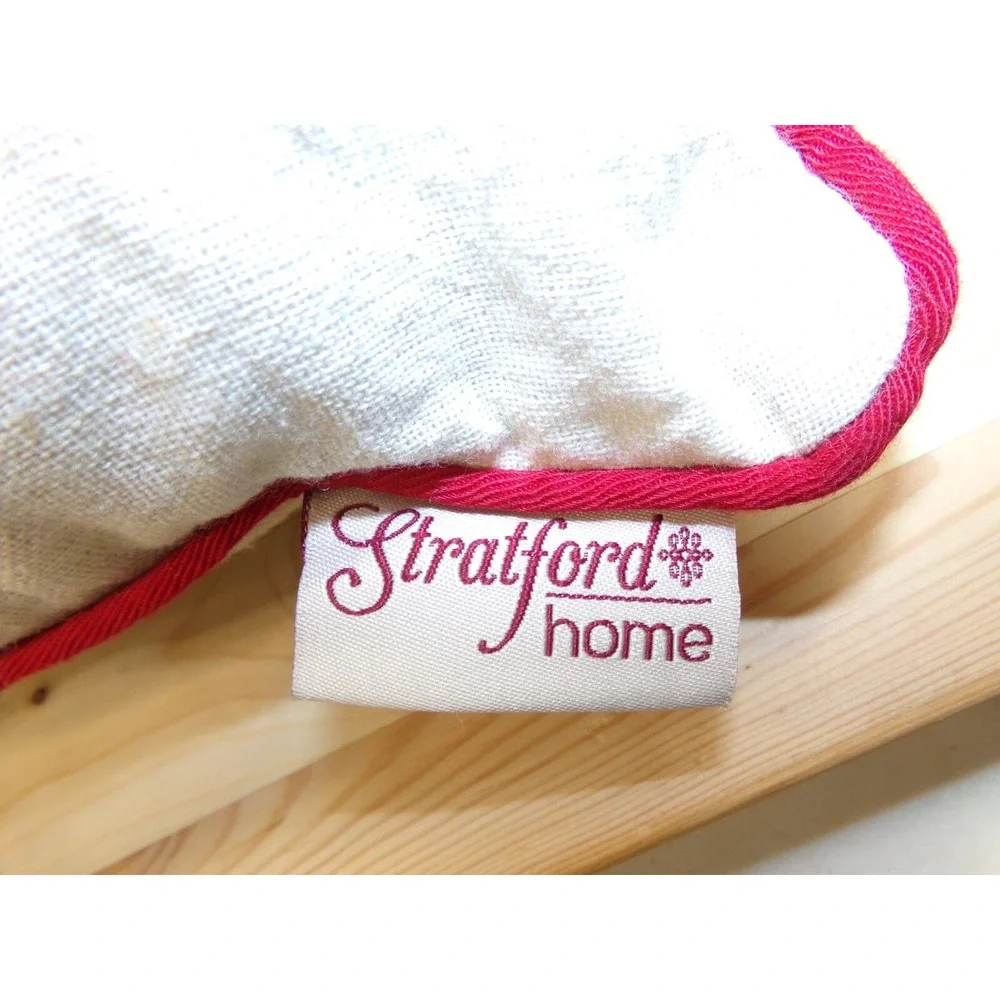 Stratford Home‎ Christmas Post Card Throw Pillows 19x14 Red Beige Set of 2